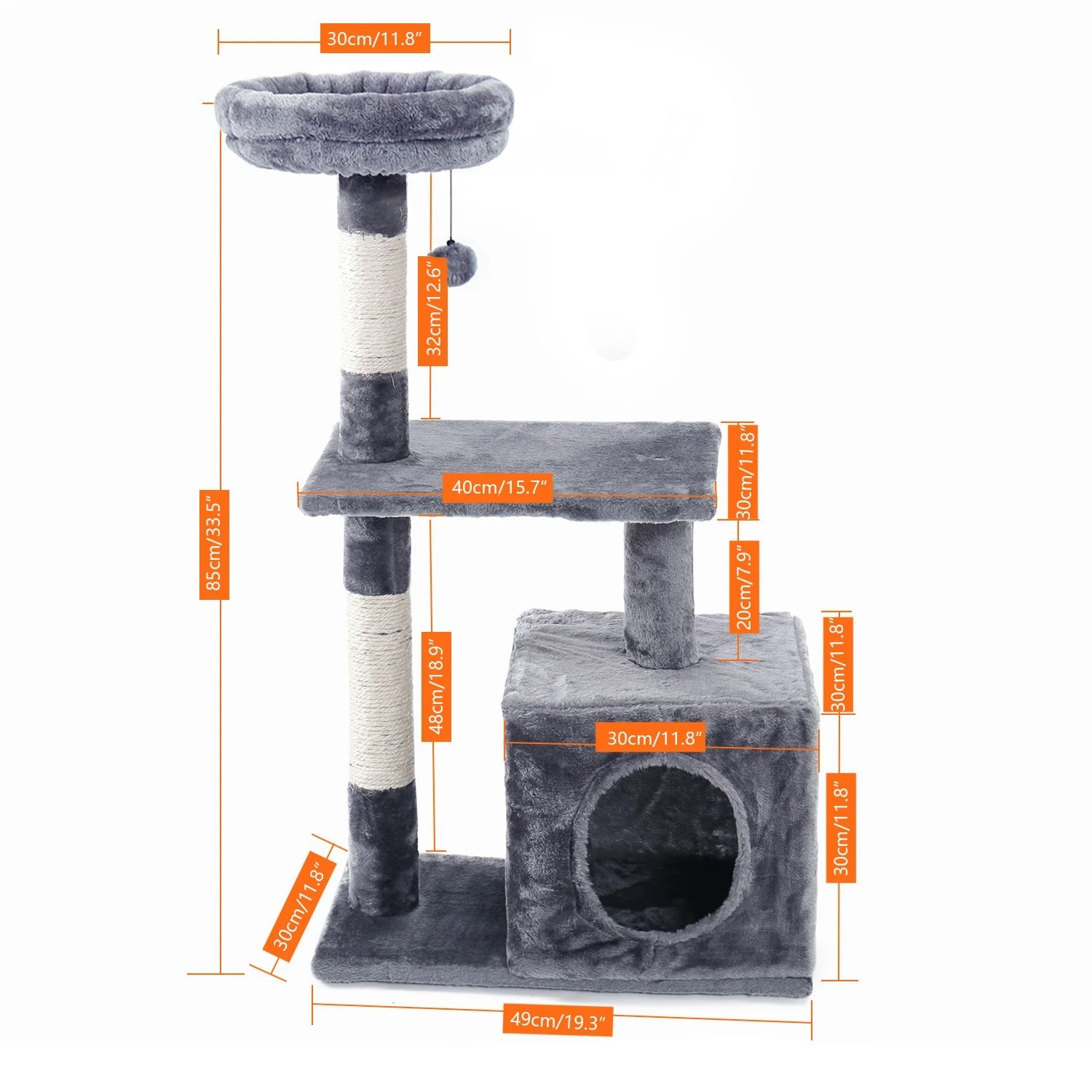 Luxury Cat Tower with Double Condos and Spacious Perch - Fully Wrapped Scratching Sisal Post